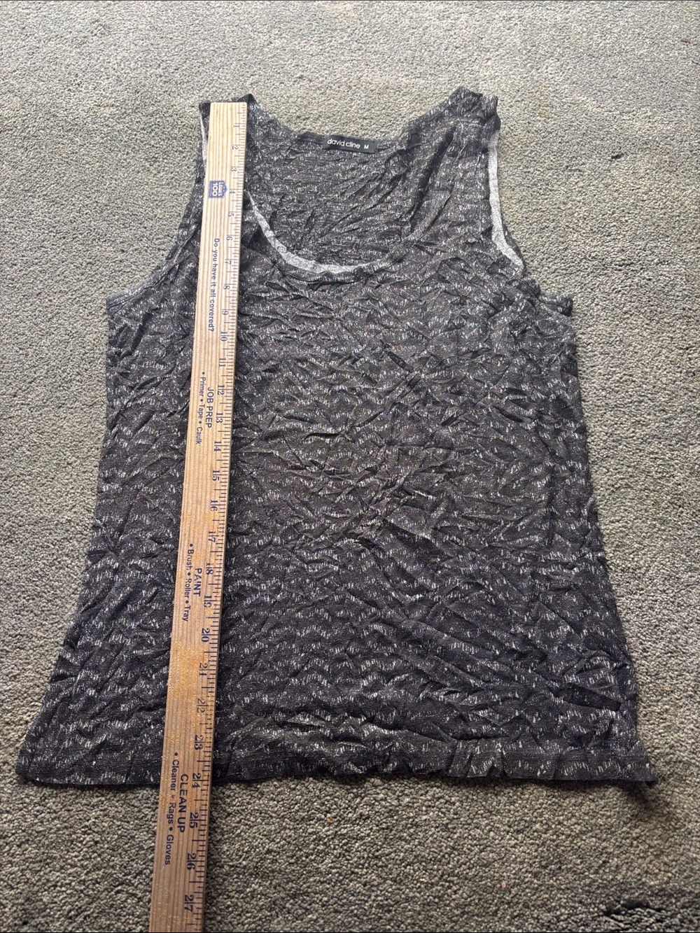 David Cline Black Metallic Sheer Tank Top
